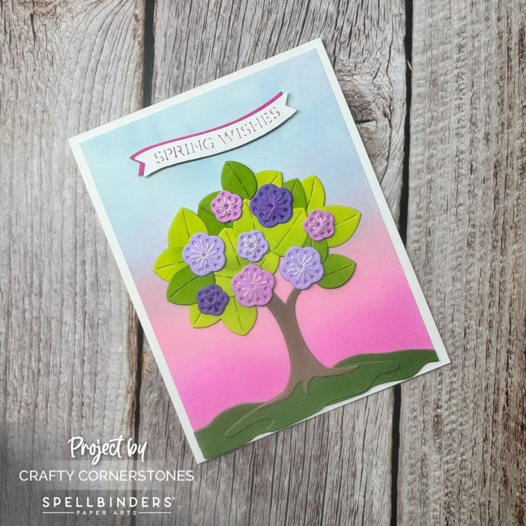 Spring Stitched Tree Card with the Spellbinders Stitching Die&nbsp;Club