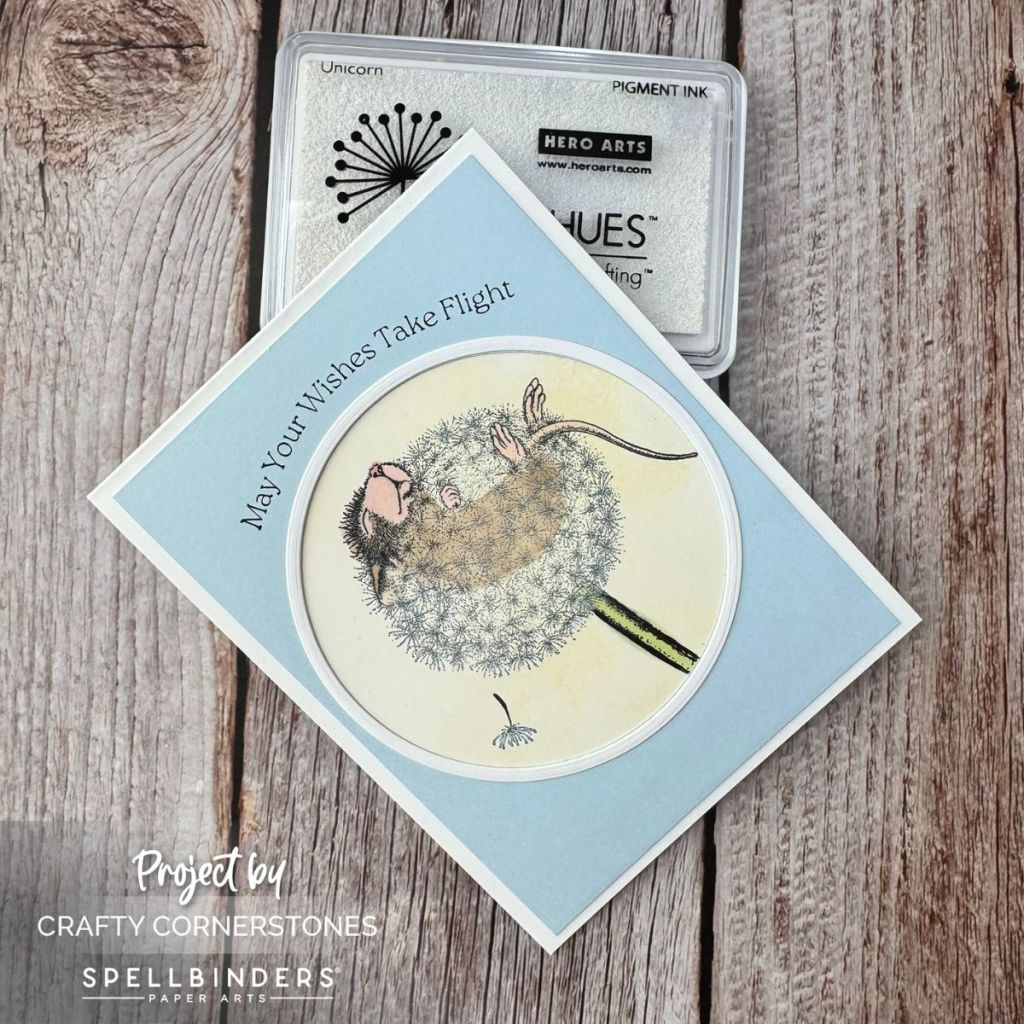 House-Mouse Dandelion Dreams Card – Creative Coloring with the Spellbinders House-Mouse Party Parade&nbsp;Collection
